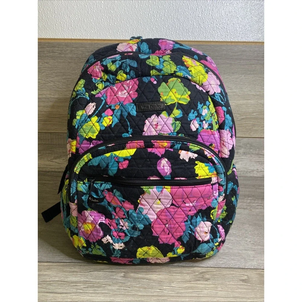 Vera Bradley Large Essential Backpack Hilo Meadow Floral Quilted Travel School